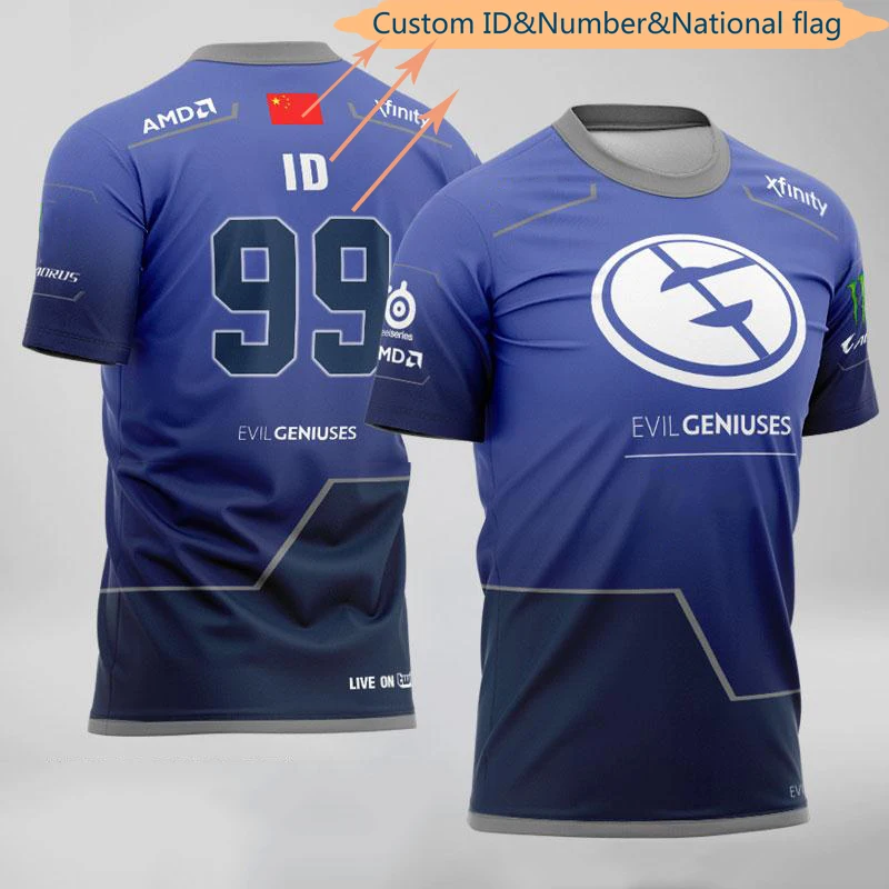 Футболка CSGO Dota2 LoL Team злого гениаза EG футболки для фанатов игровая футболка мужчин