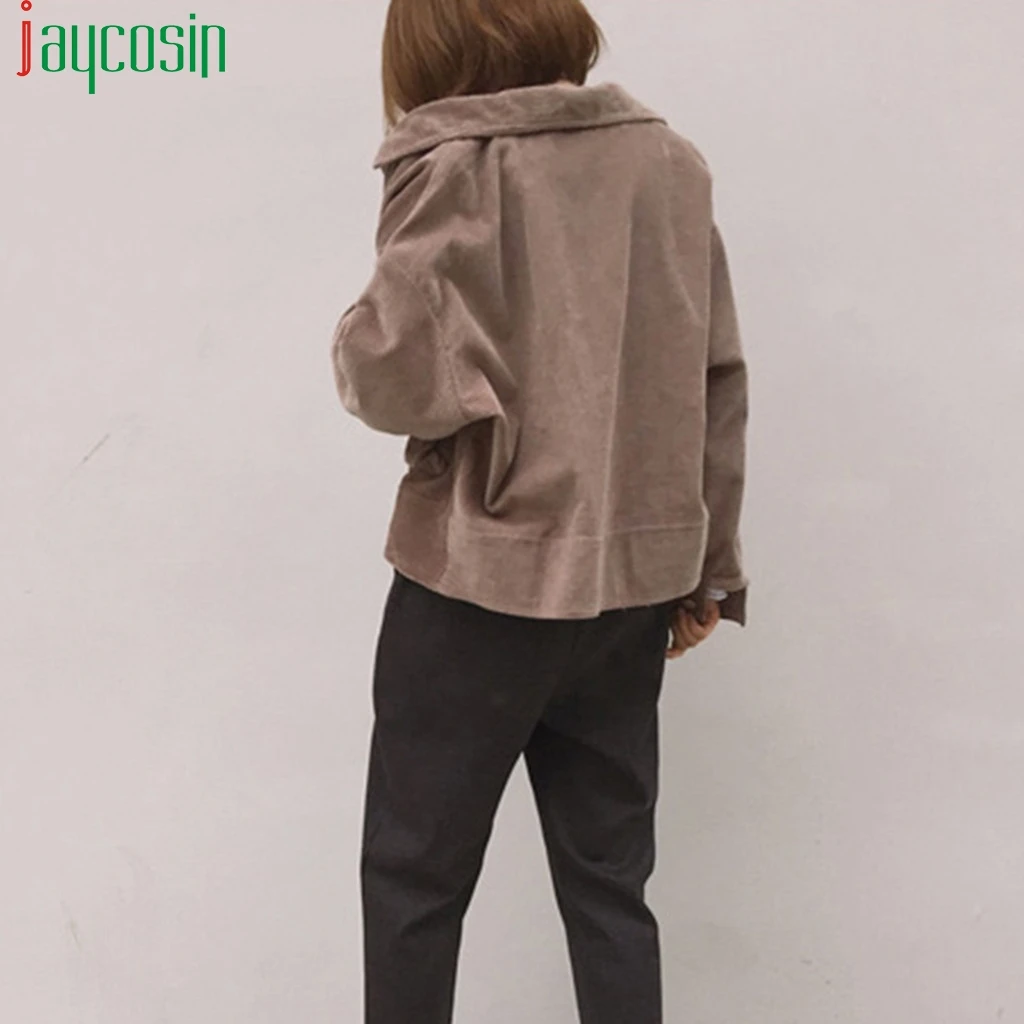 Женская Вельветовая куртка большого размера с карманами однотонная модная