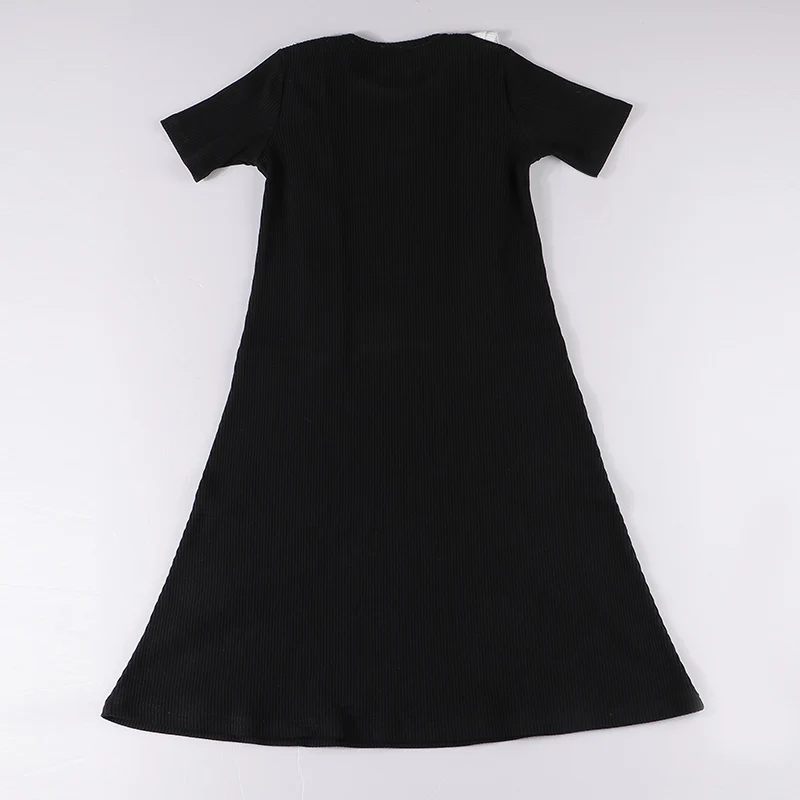 Girls max dress kids short/long sleeves ribbed summer and spring girl dresses clothing black ruffles kids long nightgown dresses