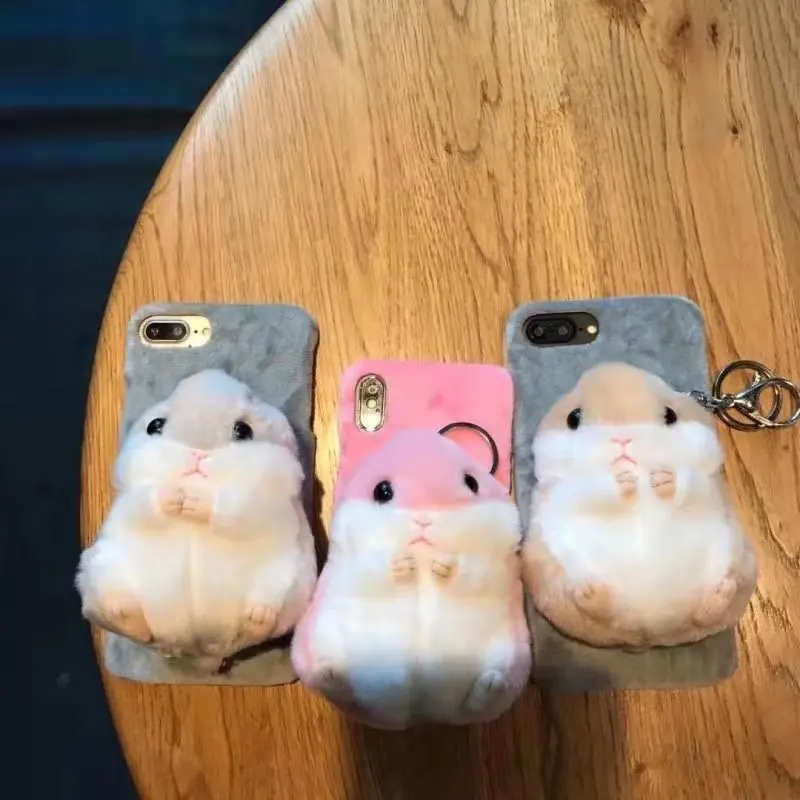 

Three-dimensional plush cute hamster is suitable for Apple x/xs mobile phone case 6s/7p/8p soft shell xr/xsmax female 11promax