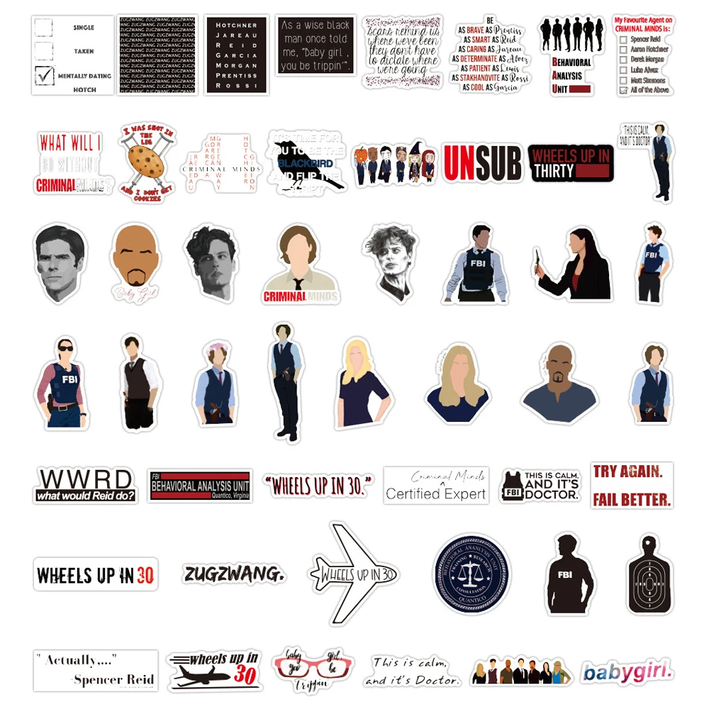103050pcs tv show criminal minds stickers laptop diy motorcycle luggage phone guitar skateboard cool sticker decals kid toys free global shipping