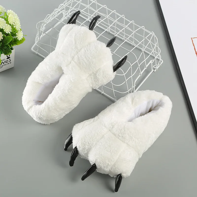 Хлопковые тапочки Цвет черный белый Обувь с когтями Новинка Зимняя обувь