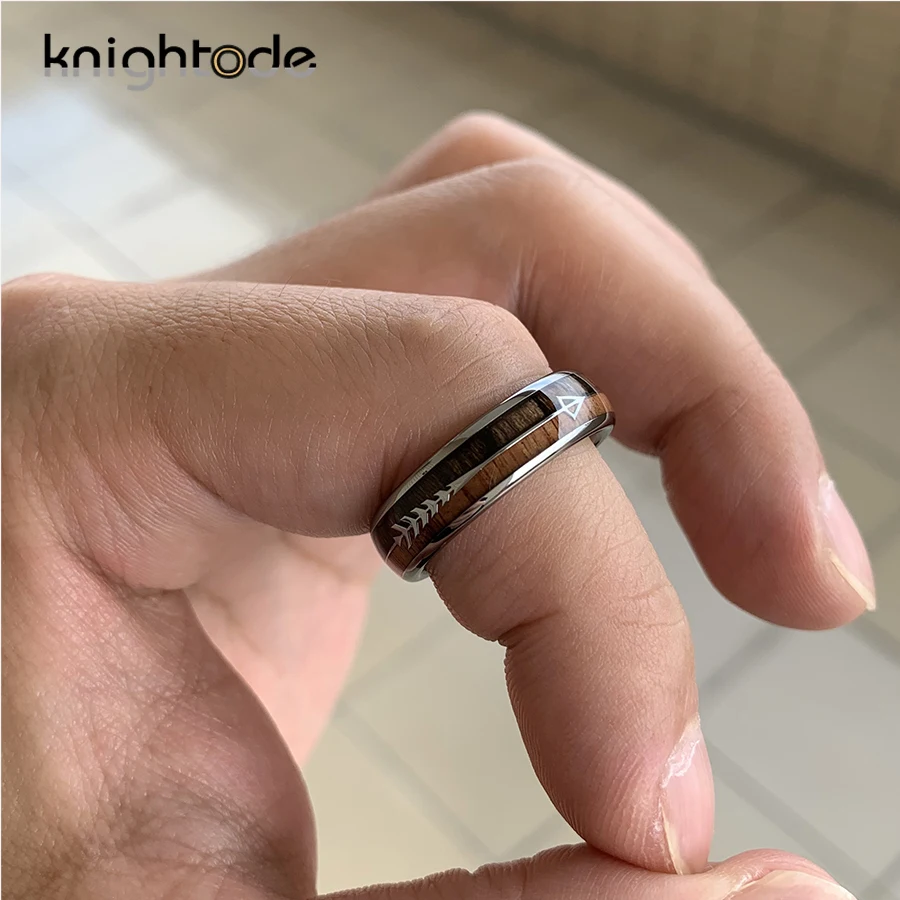 Кольцо из карбида вольфрама диаметром 6 мм инкрустация дерева Koa для мужчин