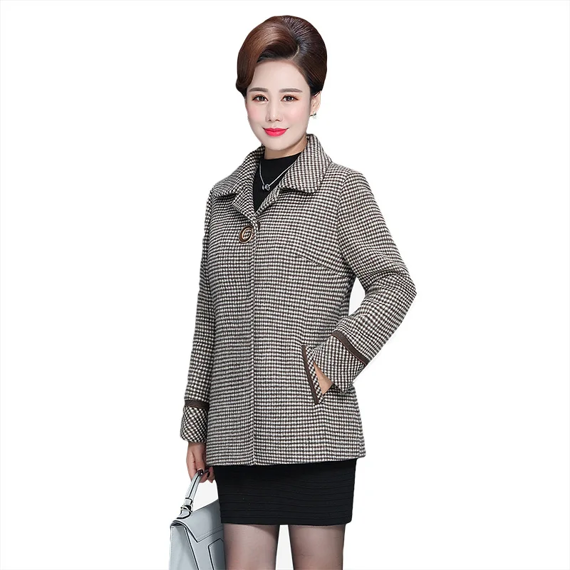 Женская Осенняя шерстяная смесь куртка 2019 Мода темперамент мать одежда
