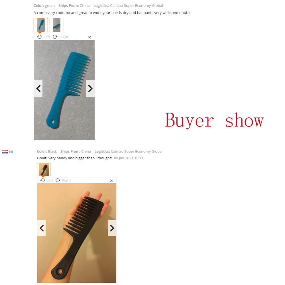 

Anti-static Large Wide Tooth Resin Hairdressing Comb Women Tranparent hanging Hole Handle Grip Curly Hair Hairbrush