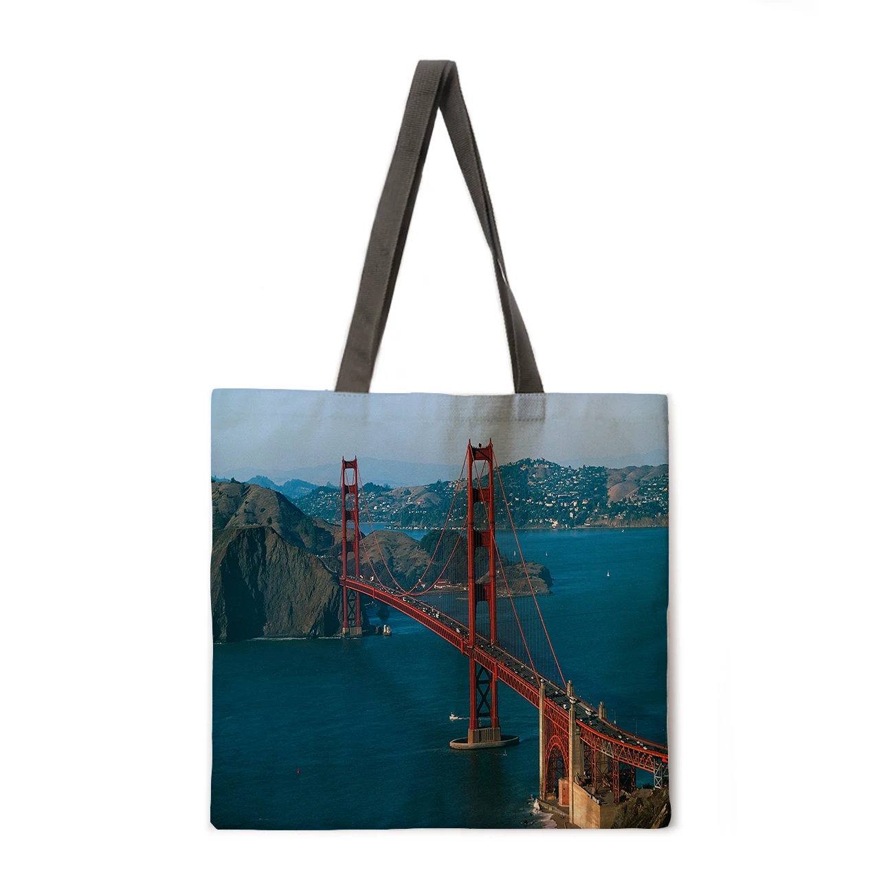 

Outdoor shopping bag landmark building printing handbag lady casual handbag shoulder bag fashion beach bag tote bag