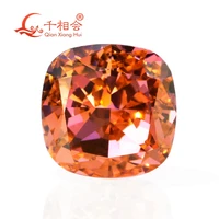10x10mm padparadscha orange red color cushion shape brilliant crushed ice cut cubic zirconia loose stone cz stone