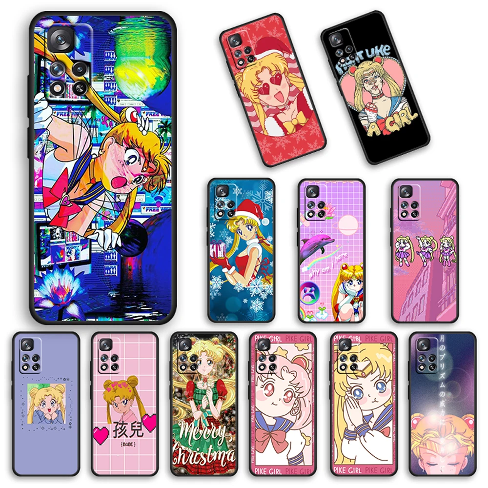 

Japanese beautiful girl moon For Xiaomi Redmi 10 10X Pro 9T 9C NFC 9A 9 8A 8 7 6 5 Plus 4X Silicone Soft Black Phone Case