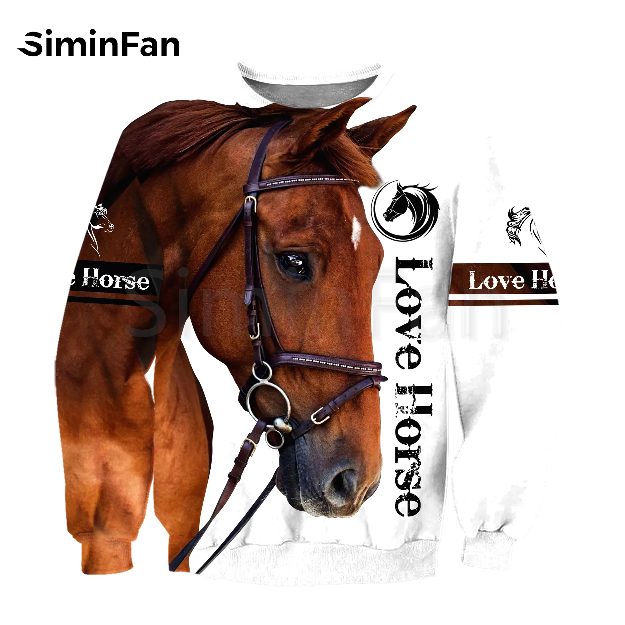 Мужские толстовки с 3D принтом Love Horse художественный Повседневный Свитшот унисекс