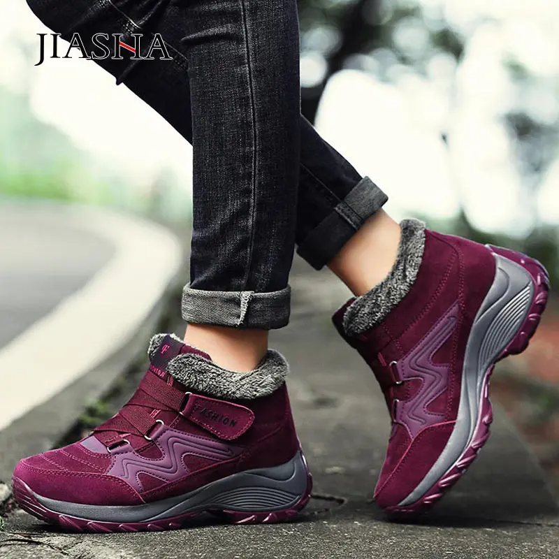 Зимние женские ботинки Теплые ботильоны с эффектом пуш ап 2020 женская обувь на