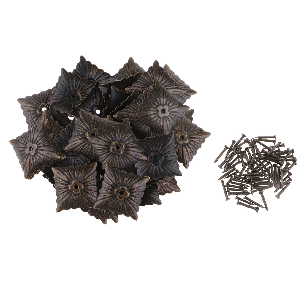 50 шт. винтажные квадратные железные гвозди с цветочным дизайном шпильки для