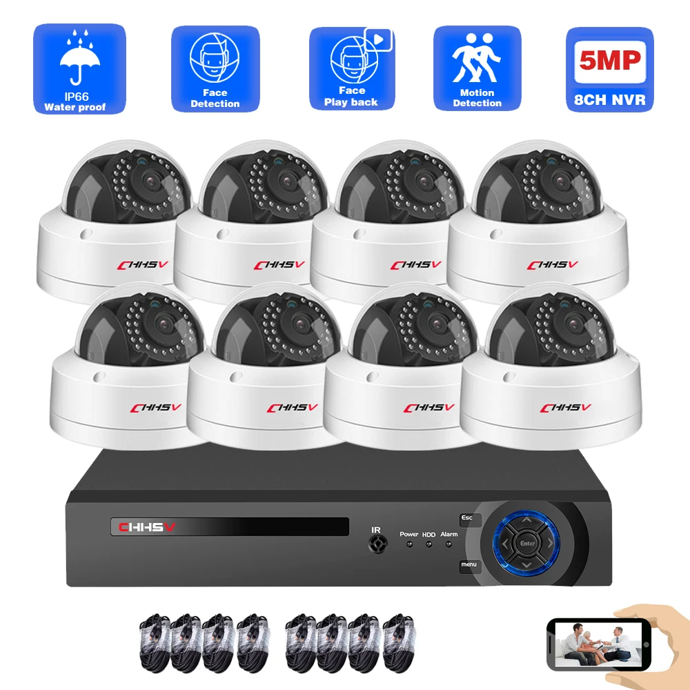 

Система видеонаблюдения CHHSV, 8 каналов, 5 Мп, POE, NVR