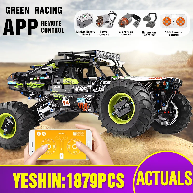 Mould King 18002 MOC 4x4 Technical RC Climbing Buggy Car APP Remote Control 4WD Off-Road Truck Building Blocks Kids Toys Gifts