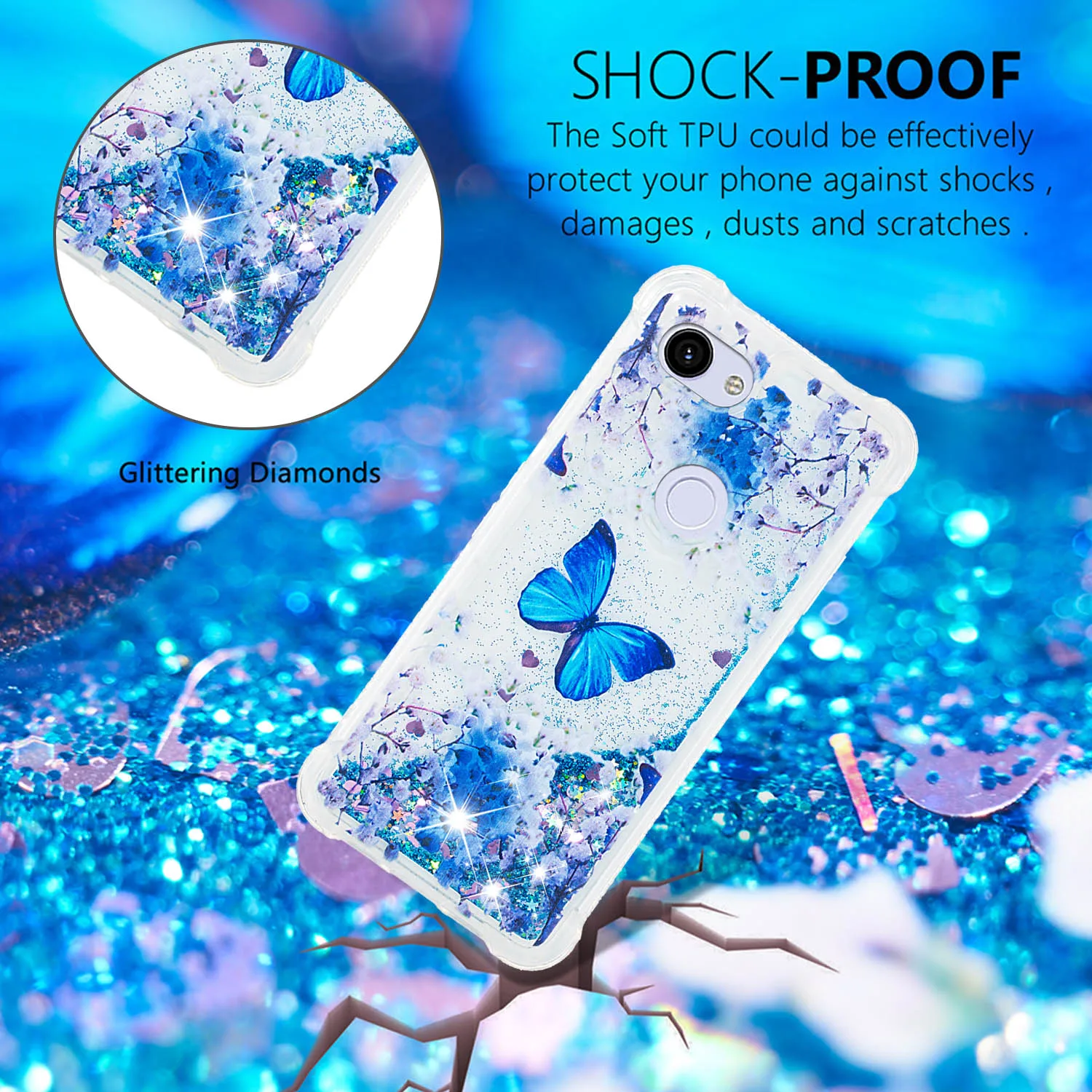 Cute Bling Liquid Quicksand Phone Case For Google Pixel 3a XL 3 Glitter Soft TPU Bumper Back Cover |