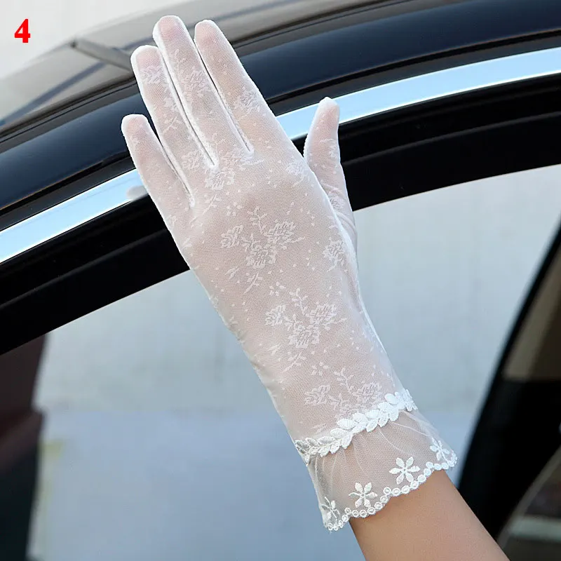 

Women Sunscreen Gloves Anti-UV Skid Driving Gloves Sexy Lace Touch Screen Gloves Ice Silk Thin Breathable Mesh for Female