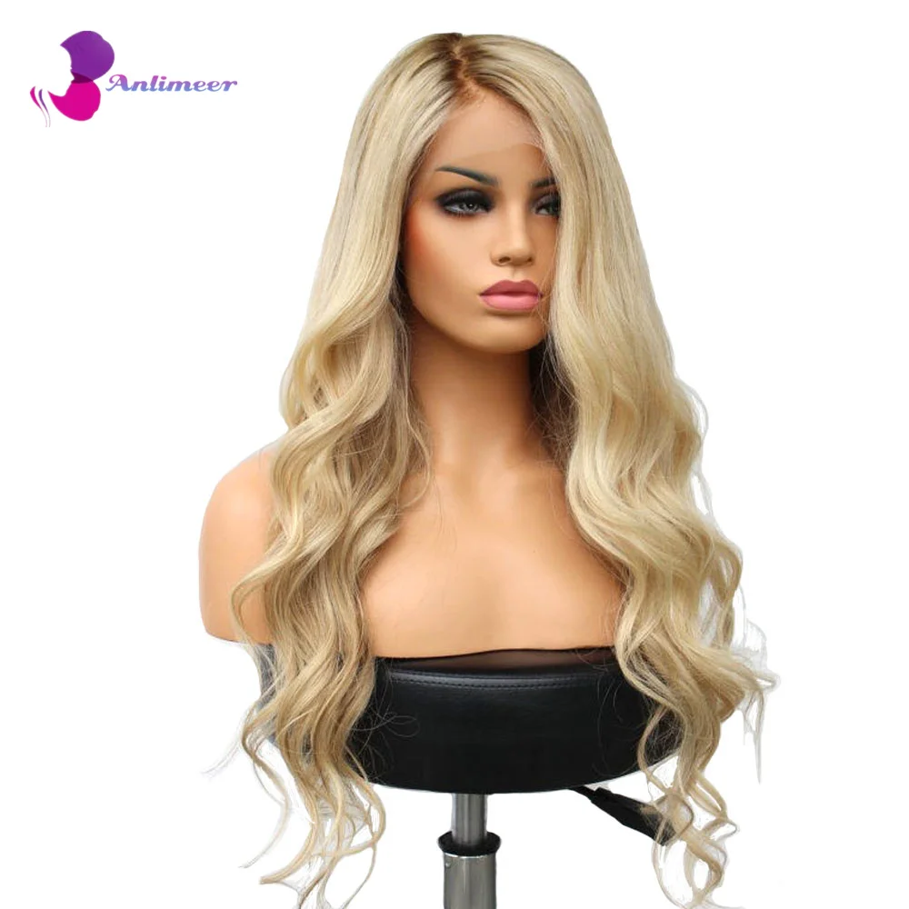 Парик Омбре коричневый цвет блонд 2 тона на шнуровке спереди парик 100% бразильские