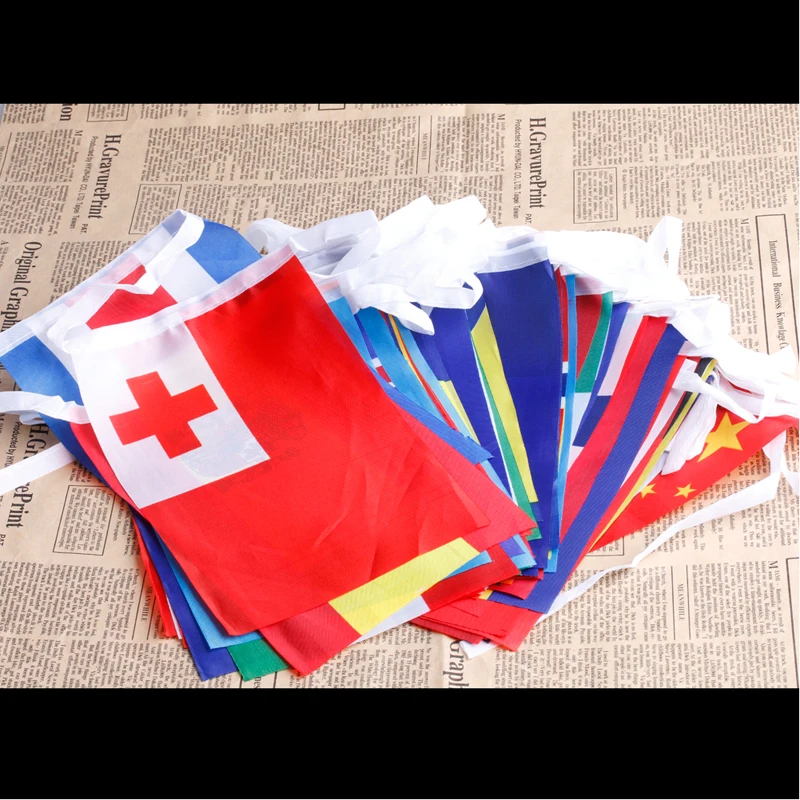 

100Pcs 5.5"*8" Countries String Flag World Banner Party Home Bar 25M Decoration