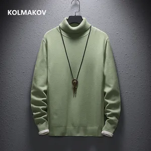 Мужской повседневный кашемировый свитер, теплый вязаный шерстяной пуловер высокого качества с высоким воротником, размеры от 5 до 5XL, 2019