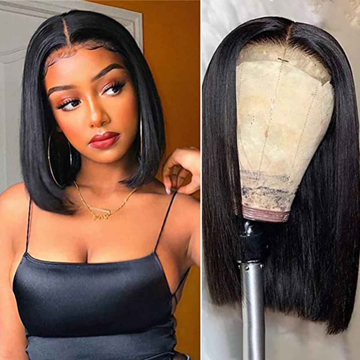 Короткий парик Bob Wig Staright 13x4 на сетке спереди 150% бразильские парики из