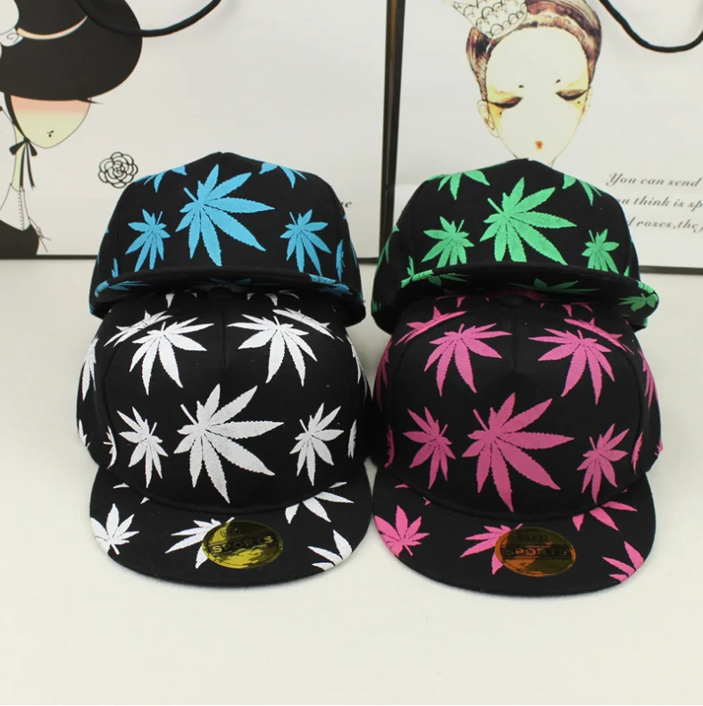 Новая мода вышивка лист белая кепка сорняки Snapback Головные уборы для мужчин и женщин хлопок хип-хоп облегающая Бейсболка подарок на день рождения
