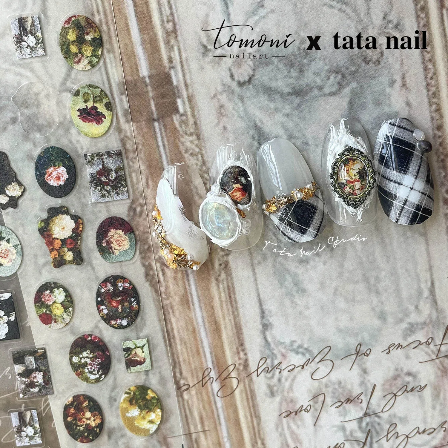 

1PCS new nail art stickers ta802 thin tough master cooperation Japanese nail art stickers adhesive nail stickers white Bohemia