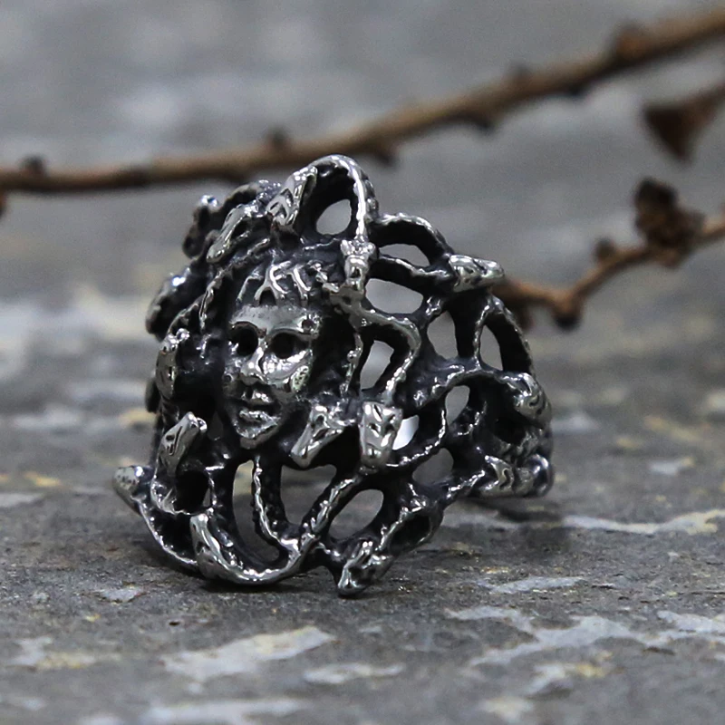 Стиль ретро Готический стиль ядовитых змей волосы кольцо с Медузой Горгоной