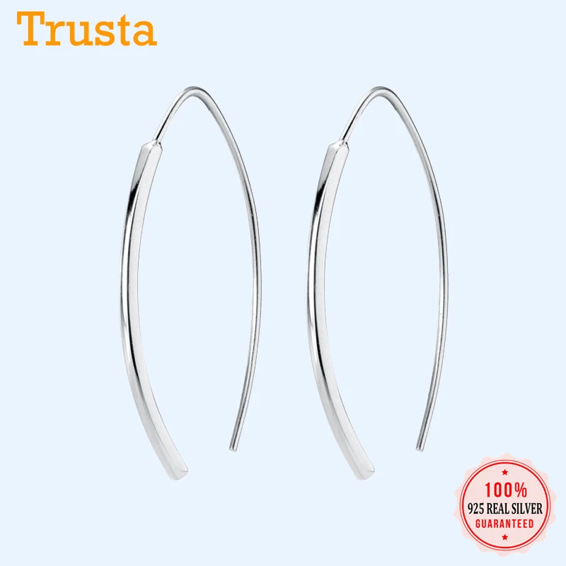 Trustdavis, настоящее 925 пробы, серебряные, гладкие, палка, лунные серьги-кольца для женщин, модные серебряные 925 ювелирные изделия, подарок, DA401
