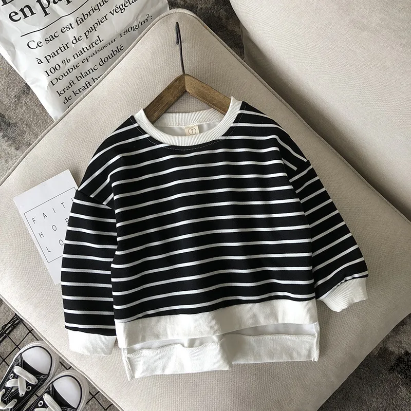 

Mihkalev 2021 autumn kids t shirts girl autumn clothes Pattern kids girls striped T-shirt long sleeve children clothing costume