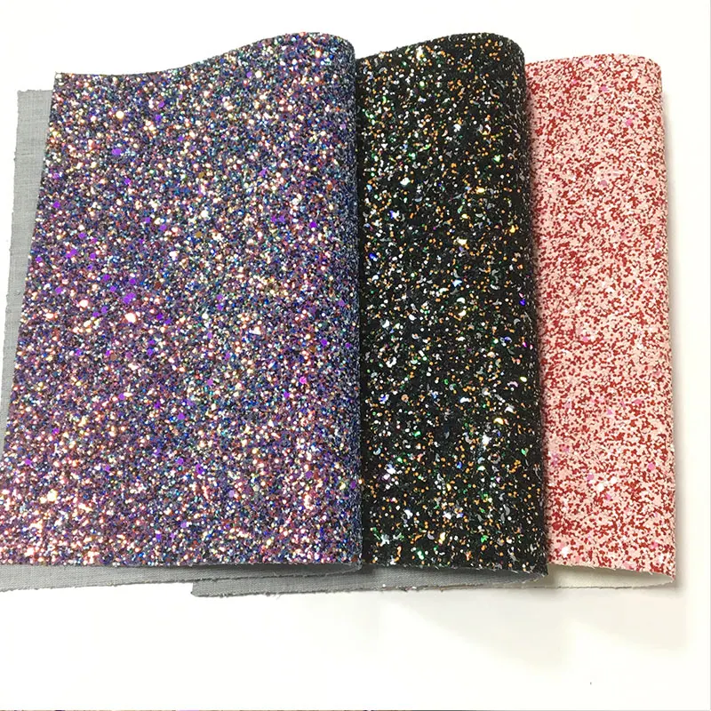

A4x6 Shiny Chunky Glitter Faux Leather Fabric Sheet with Colorful Sequins for Making Shoe/Hair Bow/Decoration/Craft Clothes
