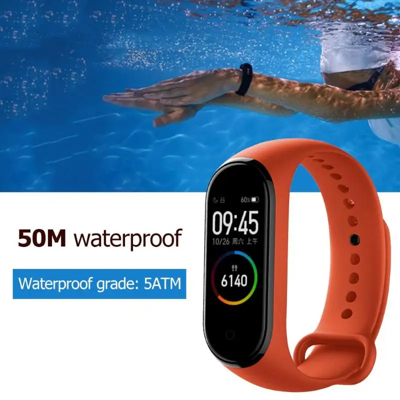 Китайская версия, Xiaomi Mi, музыка, Bluetooth, 4, 5 АТМ, пульсометр, фитнес, водонепроницаемый, умный Браслет, сенсорный экран, браслет, Новинка