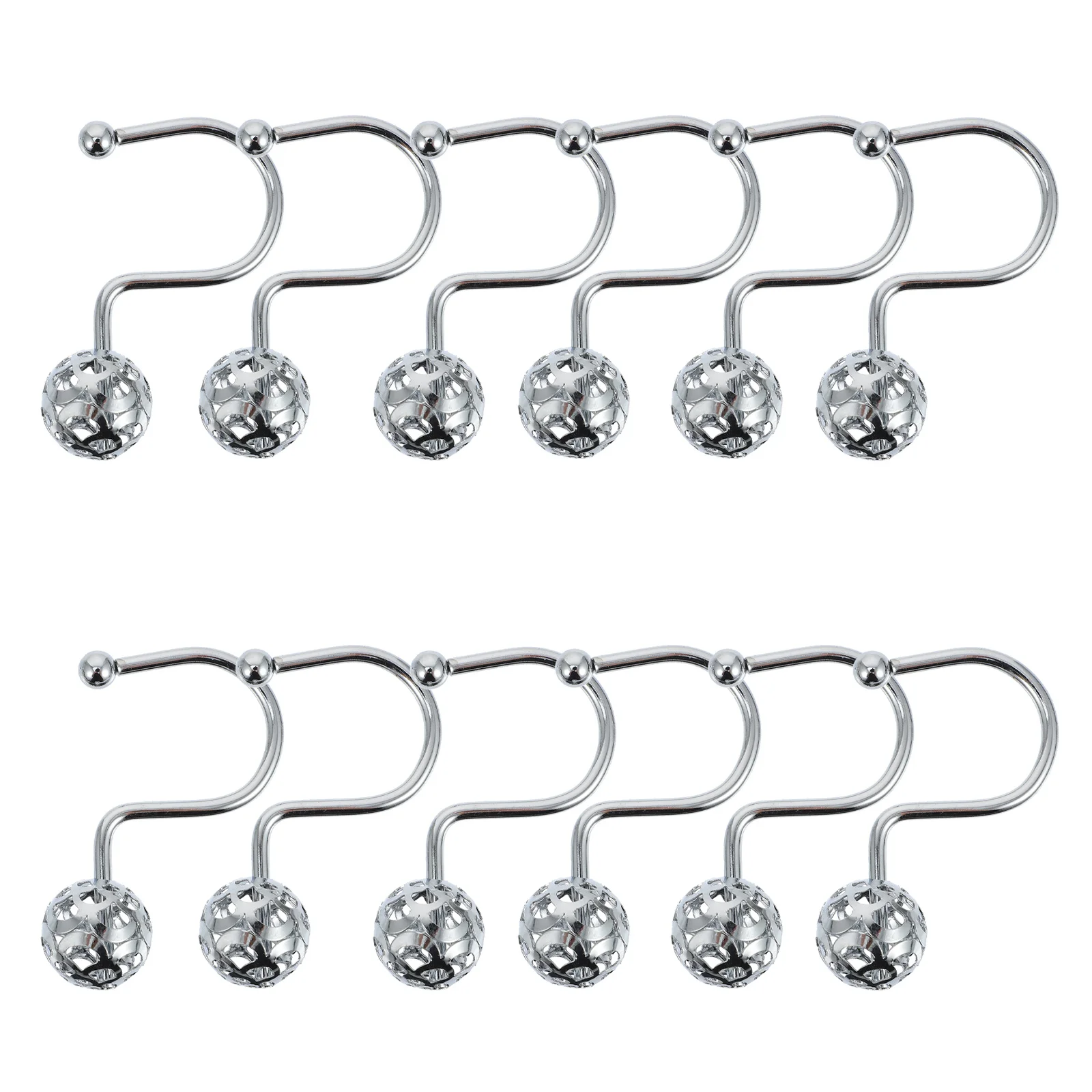 

12 Pcs Practical Curtain Hooks Shower Curtain Clips Iron Plating Curtain Hooks