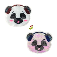reversible sequins animal patch panda head change color patches for clothing stickers diy gifts strange things free shipping