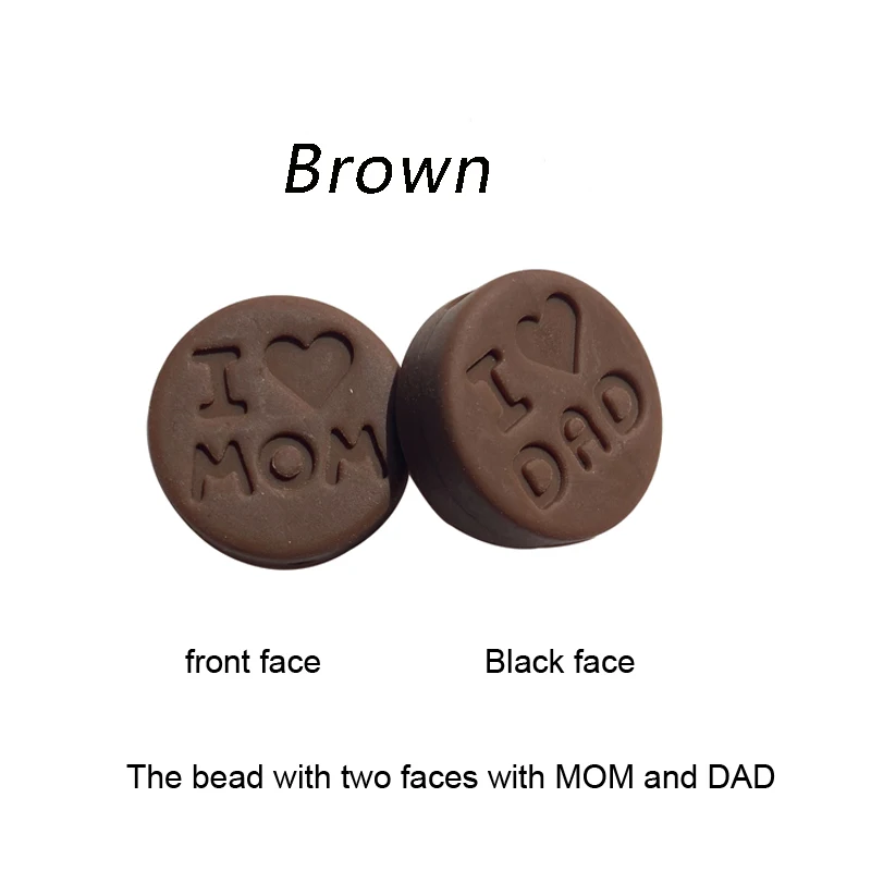 brown 10 шт. силиконовые бусины I Love DAD/I love MOM плоские круглые Прорезыватели для зубов для детей подвеска с силиконовыми бусинками ювелирные изделия изготовление еды - Цвет: brown