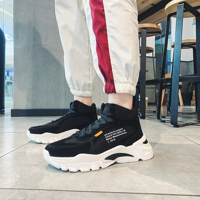 Новинка мужские кроссовки с высоким берцем прогулочная обувь на плоской подошве