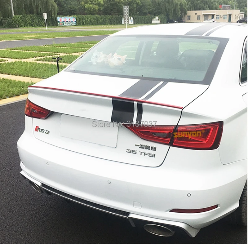 Для Audi A3 S3 Sedan 4 двери 2013-2018 ABS пластиковый Неокрашенный цвет задний спойлер на