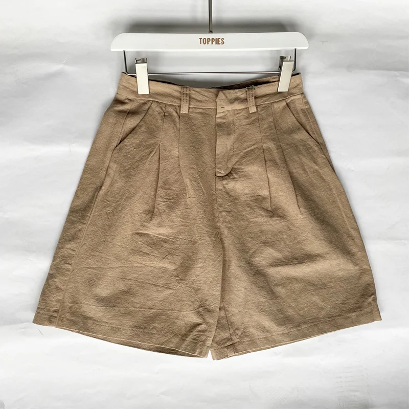 

Toppies White Linen Shorts Wide Leg Summer Shorts Woman High Waist Shorts Streetwear 2021