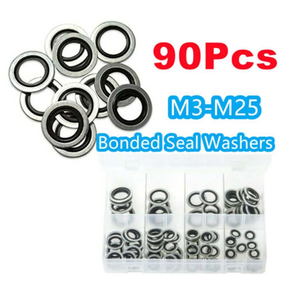 

M3 Bonded Seal Washers M6 Set Sizes M3 To M25 90Pcs Set Assorted Box M10