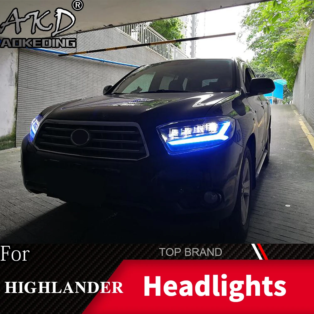 Головной фонарь для Toyota Highlander 2007-2011 фары Противотуманные фары Дневные ходовые огни DRL H7 светодиодный Биксеноновая лампа автомобильные аксессуары