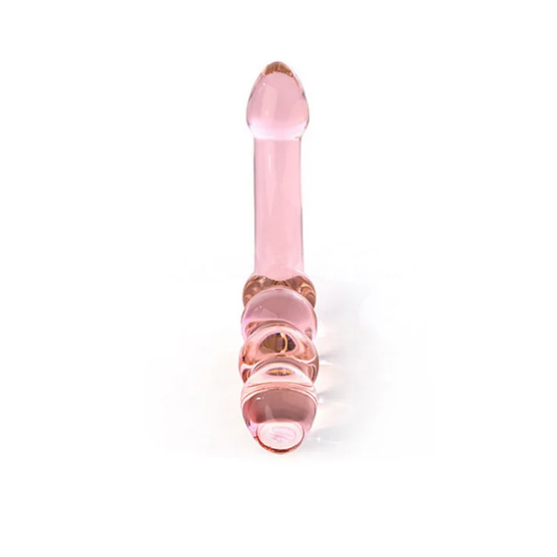 Pink Glass Dildo for Woman Vagina Anal Butt Plug Beads Ctystal Double Penis Dick Cock Sex Toys Men Adults Product Shop | Красота и