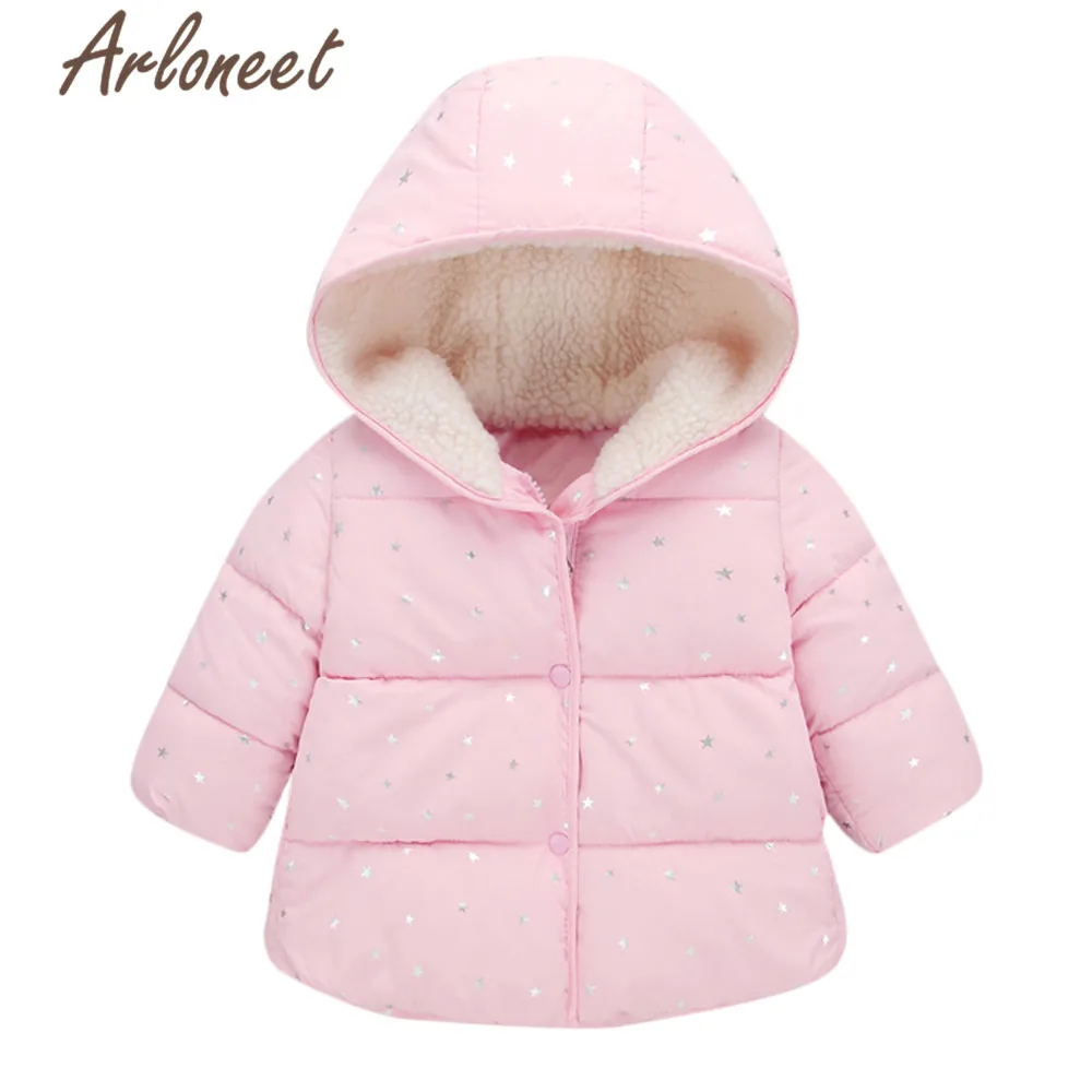 Детское пальто с рисунком ARLONEET зимнее толстое капюшоном и принтом в виде звезд