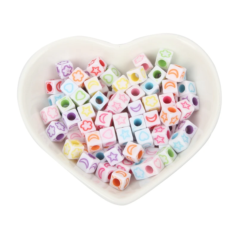 Квадратные акриловые бусины в форме звезды и Луны 200 шт. 6 мм для ювелирных