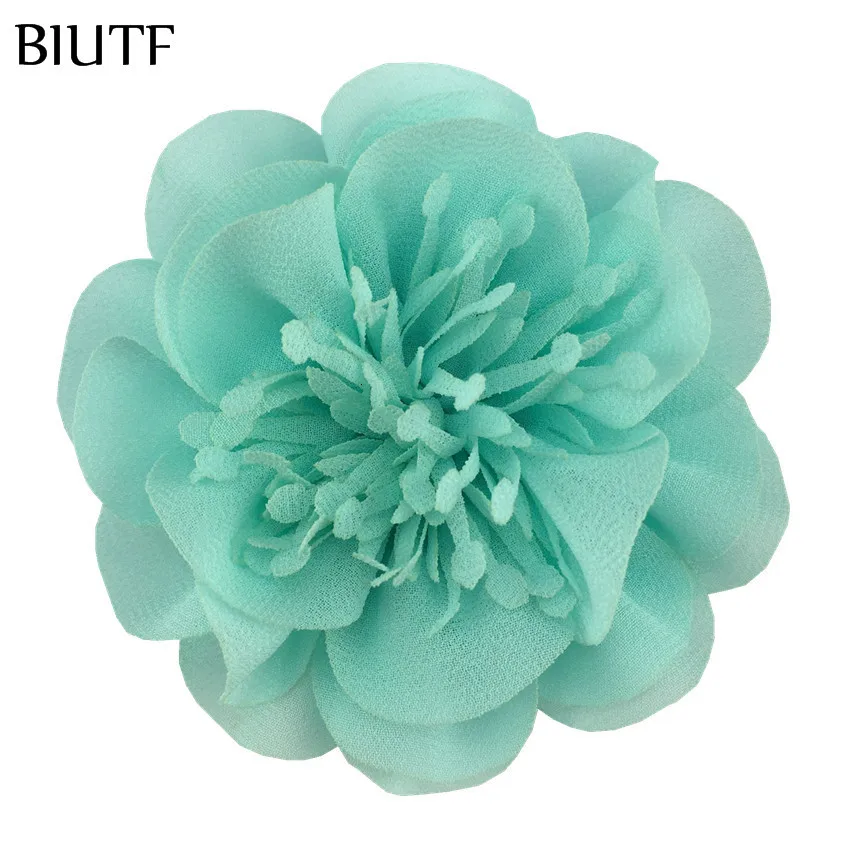 5pcs/lot 3.6'' Chiffon Flower with Stamen 9cm Bright color Headwear Flower Kids Lovely Hair Accessories TH298
