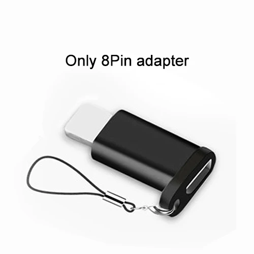 Only 8 Pin Adapter PUJIMAX Micro USB кабель в джинсовой оплетке с адаптером, кабель для быстрой зарядки и синхронизации данных для samsung, huawei, Xiaomi, iphone, USB конвертер - Цвет: Only 8 Pin Adapter