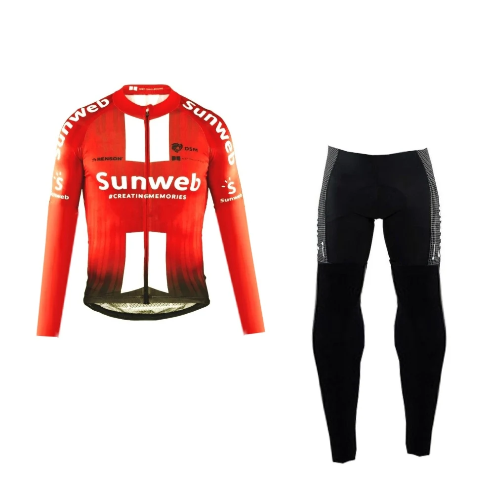 Зимняя флисовая профессиональная команда, красная велосипедная майка sunweb, комплекты теплой одежды для MTB, быстросохнущая велосипедная одежда, набор Ropa ciclismo 9D гелевая подкладка - Цвет: no bib set fleece
