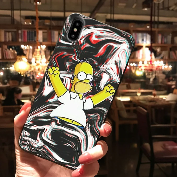 Homer J. Simpson Черный силиконовый чехол для телефона iPhone X XR XS Max 11 11Pro Max 6s 7 8 Plus Барт Симпсон Забавный мультяшный чехол