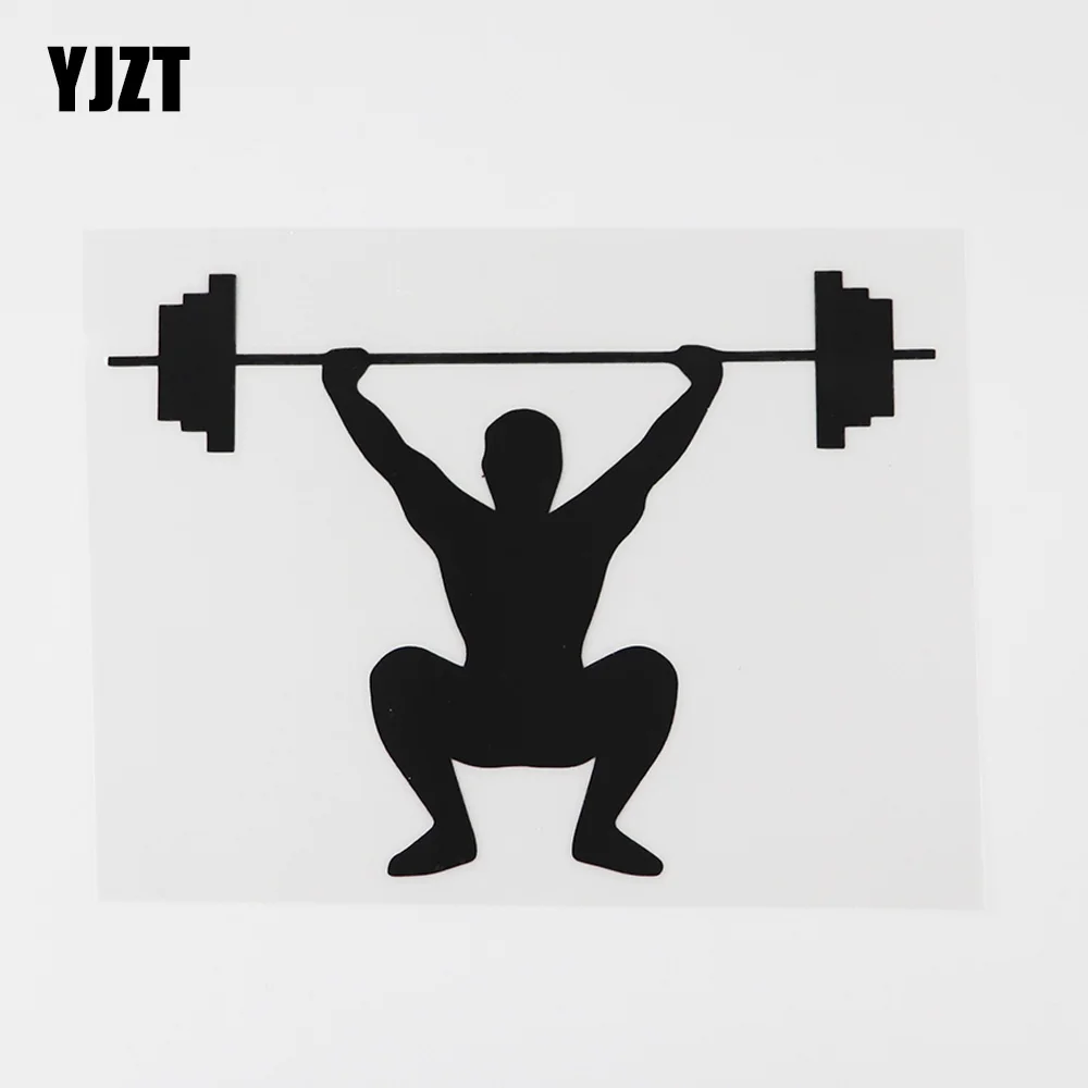

YJZT 13.5CMX9.9CM Lovely Gym Weightlifting Decal Vinyl Car Sticker Black/Silver 8A-0787