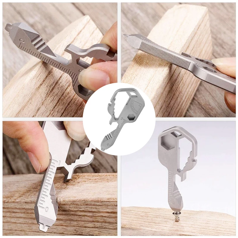 

24 in 1 EDC Set Stainless Steel Mini Multifunctional Screwdriver Wrench Shape Slotted Screwdriver Keychain Pocket Repair Tool