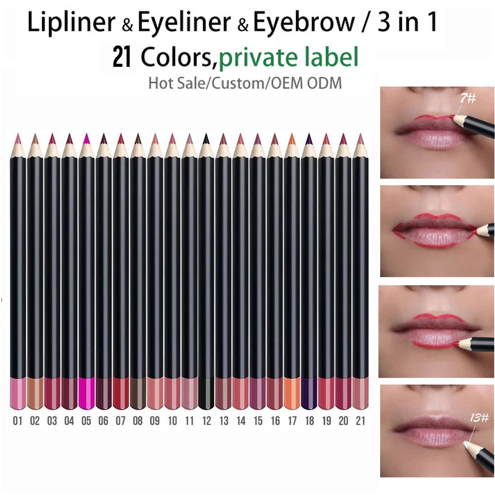 Wholesale lip liner private label waterproof lipliner pencil high pigment matte 16 colors custom lipliner