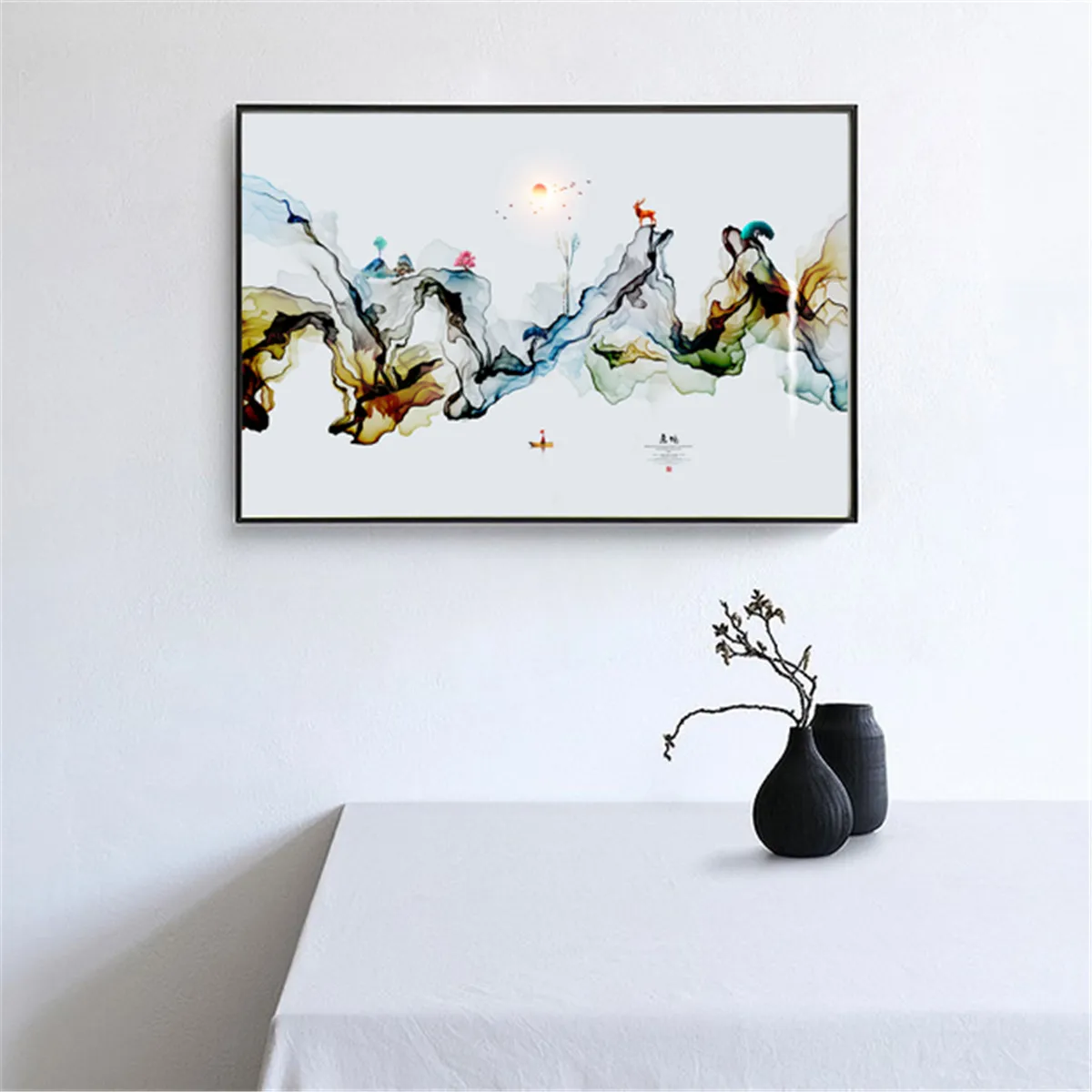 Абстрактный пейзаж горы постер холст печать живопись настенное искусство