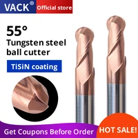 vack hrc55 ball nose end mills alloy coating milling cutter tungsten steel router bits cnc maching milling tools r0 5 to r10